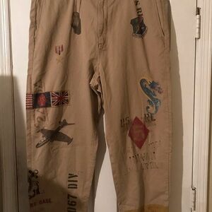 Ralph Lauren Polo Sportsman Saranac Lake Graphic Military Dragon Khaki Pants 38